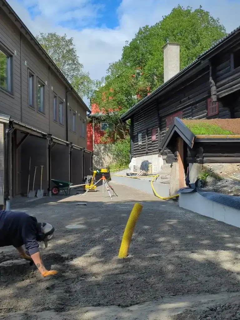 Förberedelse stenläggning i Åre